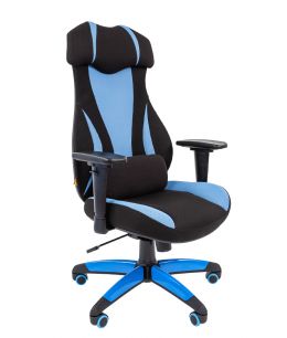 Кресло игровое Chairman GAME 14 ткань черно-голубая
