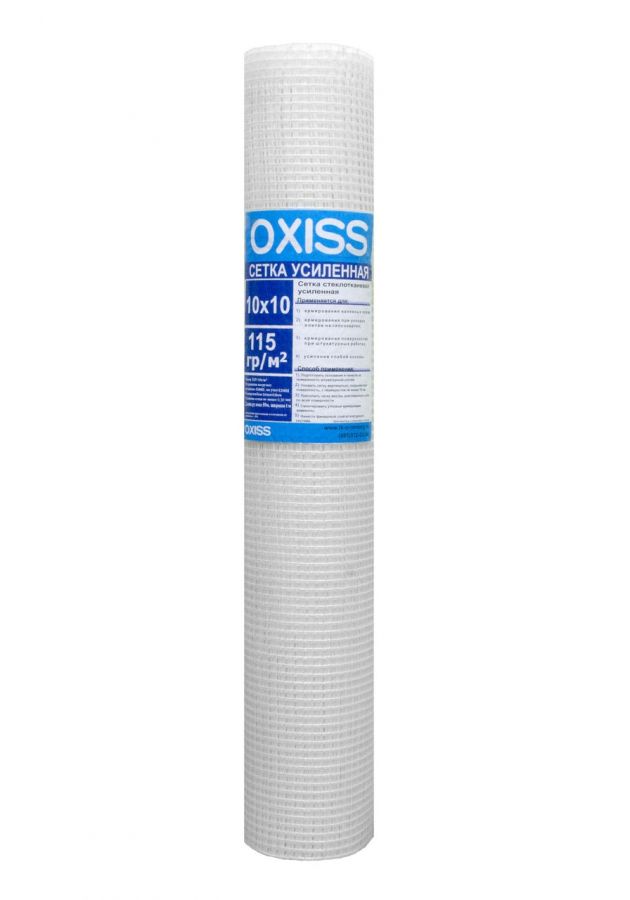 Сетка стеклотканевая усиленная OXISS с ячейкой 10х10мм 115 г/кв.м