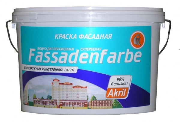 Краска "FASSADENFARBE"-"ФАСАДНАЯ-супербелая" "Гермес" - 14кг / ПВХ ведро