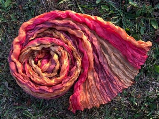 Осенний шелковый шарф золотистых тонов. Купить в Москве