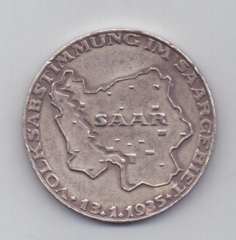 медаль 1935 Германия Присоединение Саара