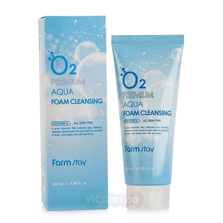 FarmStay Кислородная увлажняющая пенка для умывания O2 Premium Aqua Foam Cleansing, 100 мл