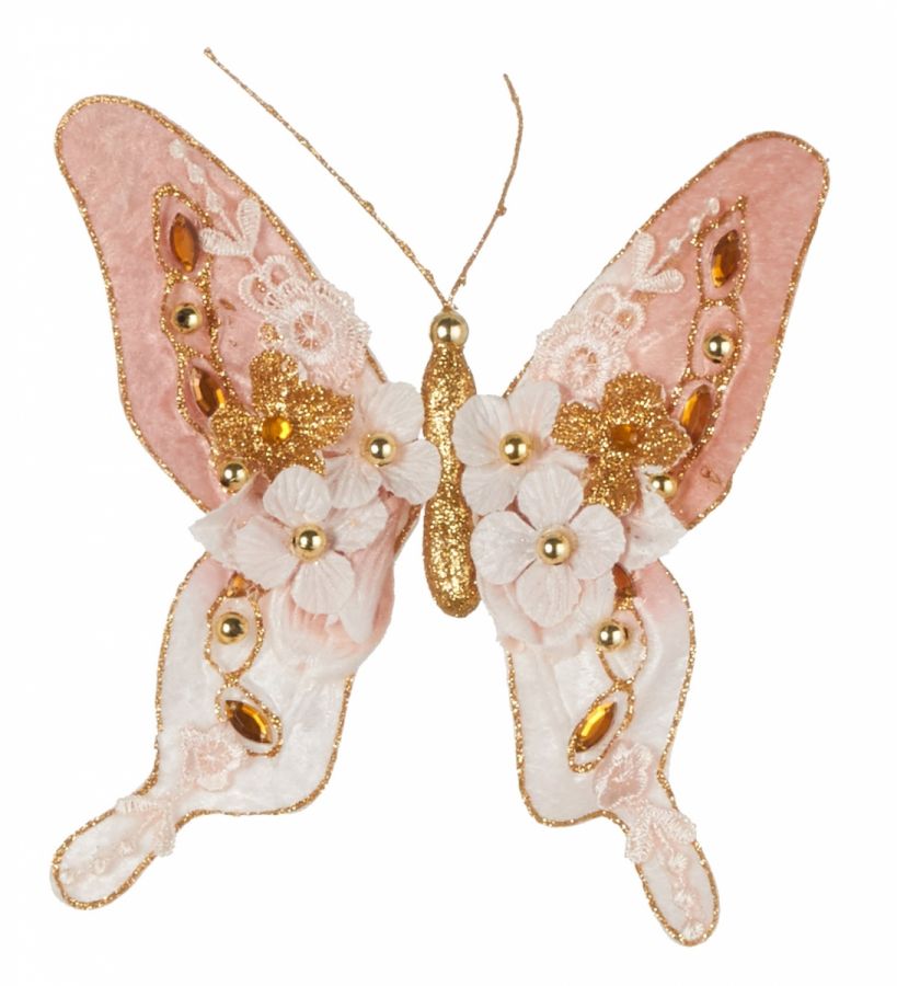 Бабочка розовая 18*18 см клипса