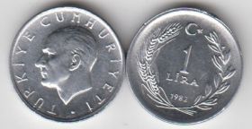 Турция 1 лира 1982 год UNC