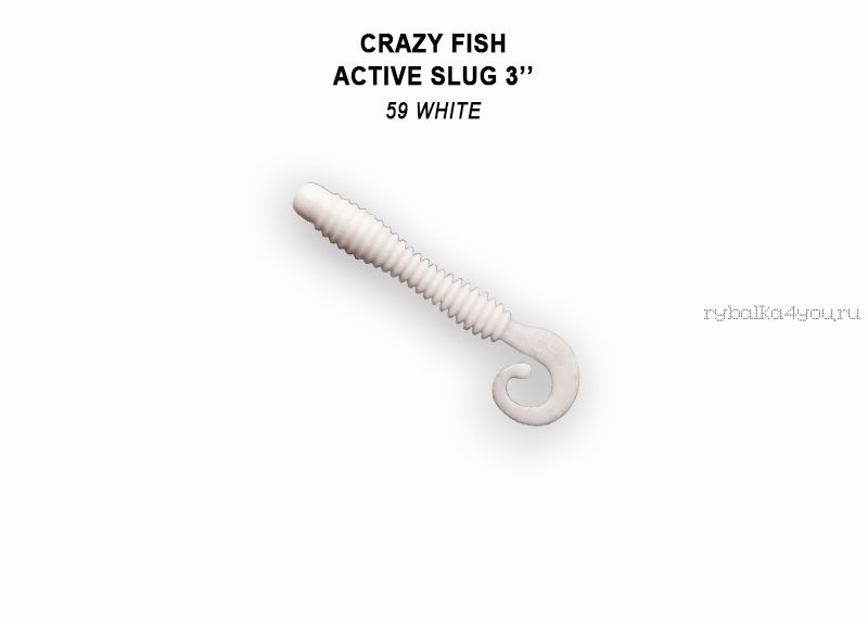 Мягкая приманка Crazy Fish Active Slug 3" 70мм / упаковка 8 шт / цвет: 59-6 (запах кальмар)