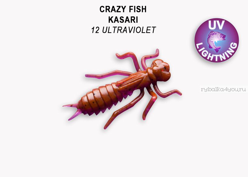 Мягкая приманка Crazy Fish Kasari ( Плавающий) 1" 27мм / упаковка 8 шт / цвет: 12-7 (запах креветка+кальмар)