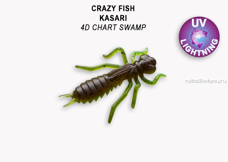 Мягкая приманка Crazy Fish Kasari ( Плавающий) 1" 27мм / упаковка 8 шт / цвет: 4d-7 (запах креветка+кальмар)