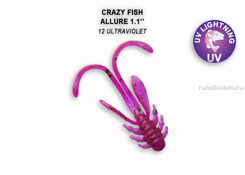 Мягкая приманка Crazy Fish Allure 1,1" 27мм / упаковка 10 шт / цвет: 12-6 (запах кальмар)