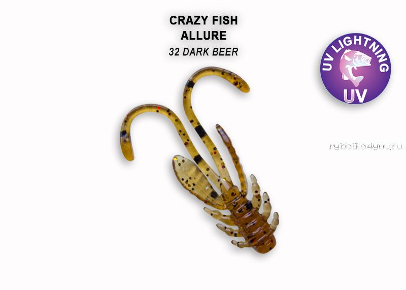 Мягкая приманка Crazy Fish Allure 1,1" 27мм / упаковка 10 шт / цвет: 32-6 (запах кальмар)