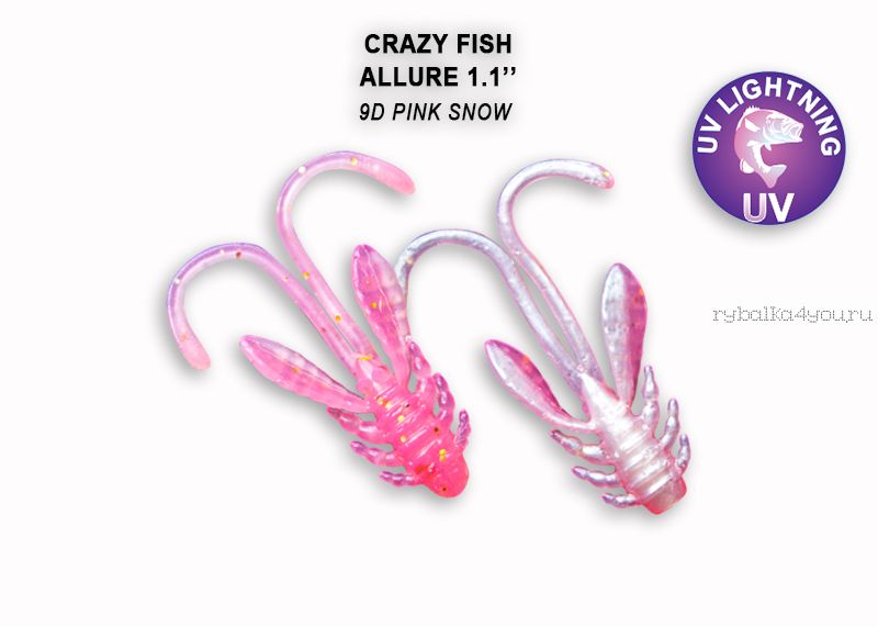 Мягкая приманка Crazy Fish Allure 1,1" 27мм / упаковка 10 шт / цвет: 9d-6 (запах кальмар)