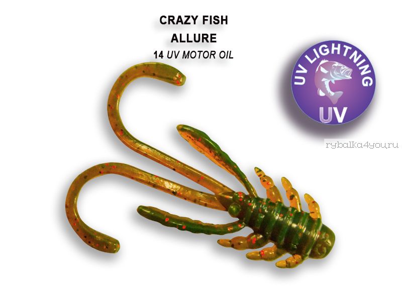 Мягкая приманка Crazy Fish Allure 1,6" 40мм / упаковка 8 шт / цвет: 14-6 (запах кальмар)
