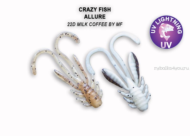 Мягкая приманка Crazy Fish Allure 1,6" 40мм / упаковка 8 шт / цвет: 22d-6 (запах кальмар)