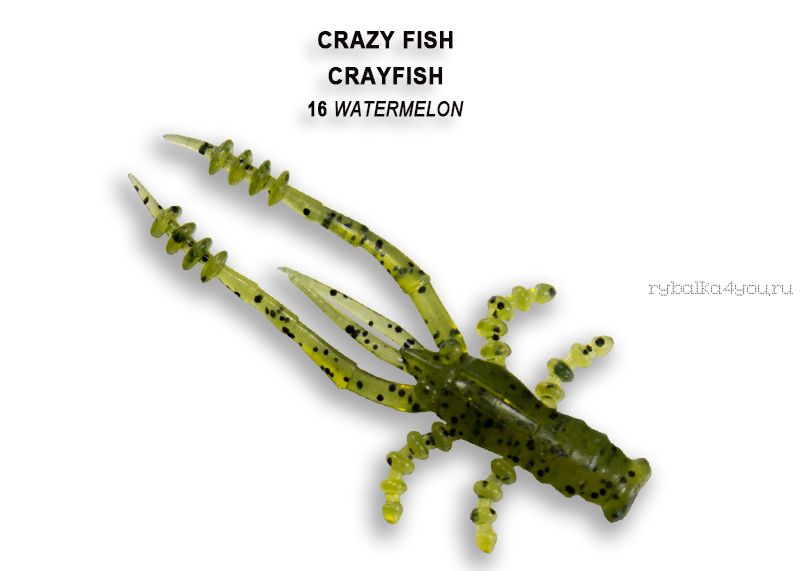 Мягкая приманка Crazy Fish Crayfish 1,8" 45мм / упаковка 8 шт / цвет:16-4 (запах креветка)