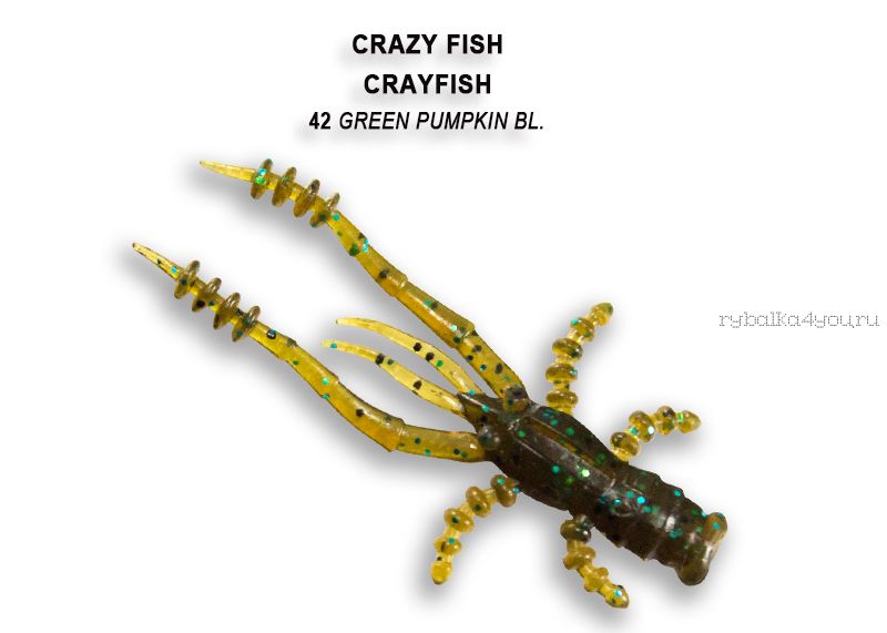 Мягкая приманка Crazy Fish Crayfish 1,8" 45мм / упаковка 8 шт / цвет:42-6 (запах кальмар)