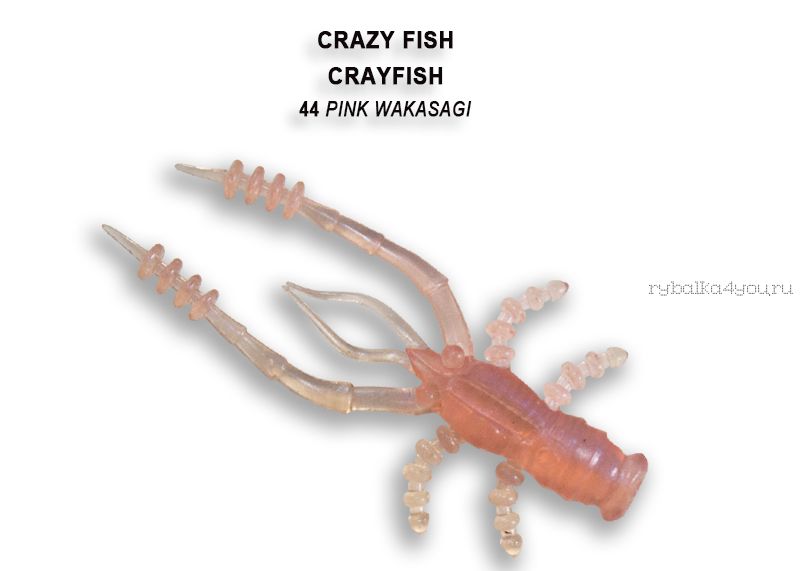 Мягкая приманка Crazy Fish Crayfish 1,8" 45мм / упаковка 8 шт / цвет:44-4 (запах креветка)