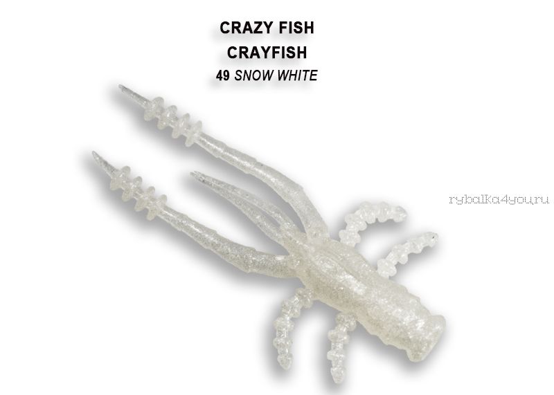 Мягкая приманка Crazy Fish Crayfish 1,8" 45мм / упаковка 8 шт / цвет:49-6 (запах кальмар)