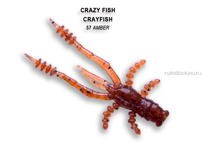 Мягкая приманка Crazy Fish Crayfish 1,8" 45мм / упаковка 8 шт / цвет:57-6 (запах кальмар)