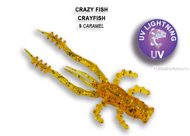 Мягкая приманка Crazy Fish Crayfish 1,8" 45мм / упаковка 8 шт / цвет:9-6 (запах кальмар)