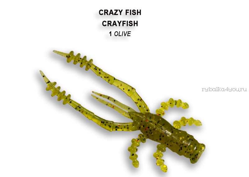 Мягкая приманка Crazy Fish Crayfish 3" 75мм / упаковка 7 шт / цвет:1-6 (запах кальмар)