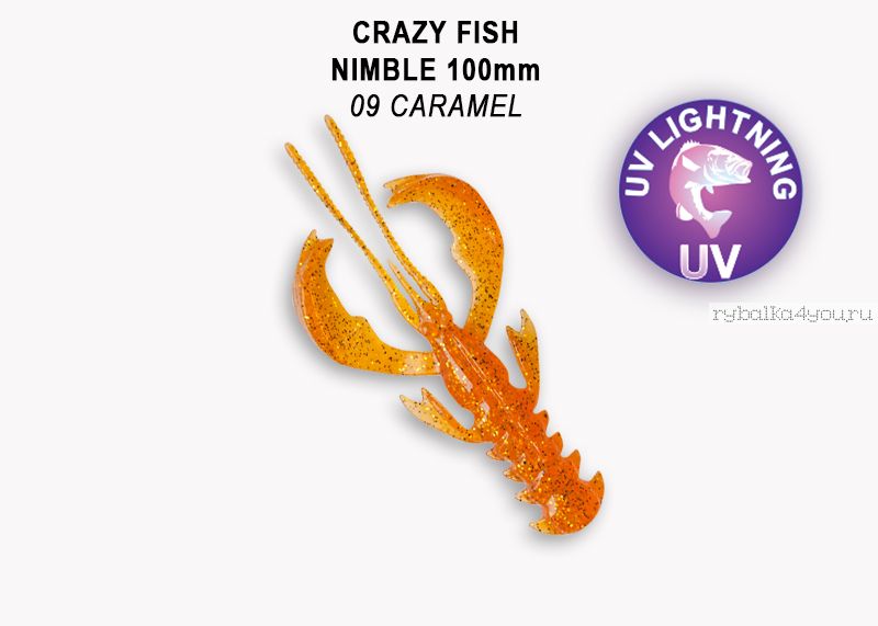 Мягкая приманка Crazy Fish Nimble 4" 100мм / упаковка 5 шт / цвет:9-6 (запах кальмар)-V