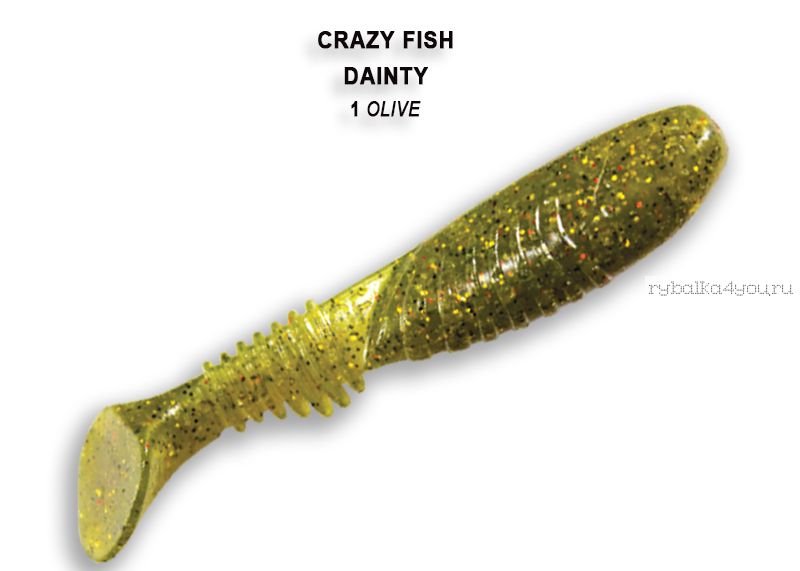 Мягкая приманка Crazy Fish Dainty 3,3" 85мм / упаковка 6 шт / цвет:1-6 (запах кальмар)