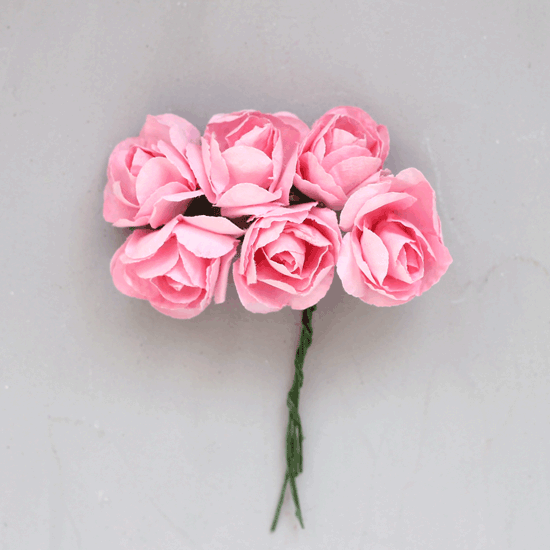 Бумажные цветы розовые - Кукольная миниатюра