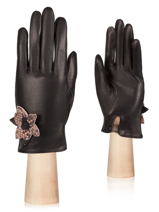 Кожаные перчатки с декоративным цветком ELEGANZZA GR01-00026390