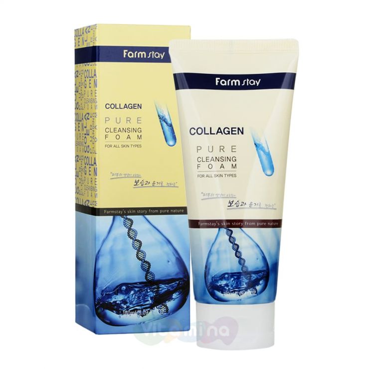 FarmStay Пенка для умывания с коллагеном Collagen Pure Cleansing Foam, 180 мл
