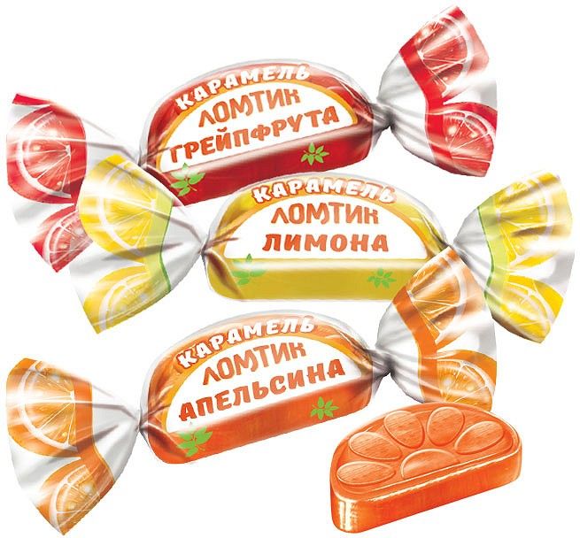 Карамель Ломтик со вкусом апельсина, лимона, грейфрута 1кг  Н.Тагил