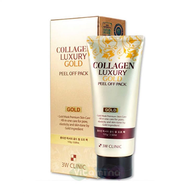 3W CLINIC Золотая маска-плёнка с коллагеном Collagen Luxury Gold Peel Off Pack, 100 гр