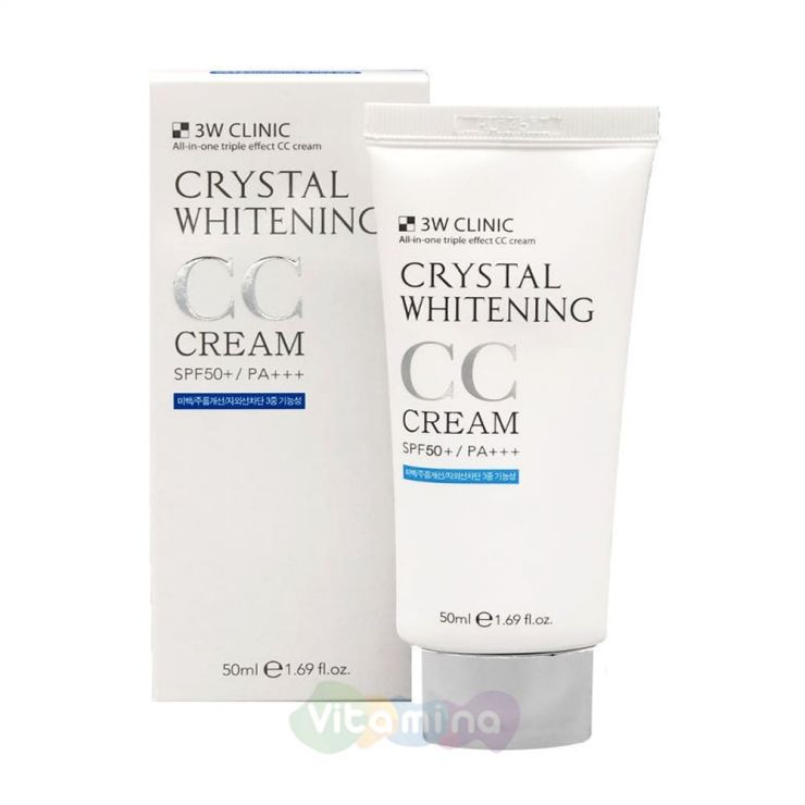 3W CLINIC Осветляющий СС-крем Crystal Whitening CC Cream SPF50+, 50 мл