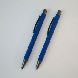 синие ручки с софт тач покрытием