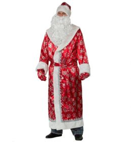 Батик Карнавальный костюм для взрослых Дед Мороз Узорчатый красный