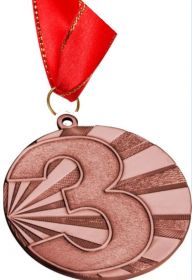 Медаль металлическая большая  3 место 70 мм с лентой