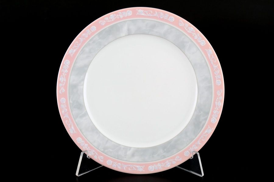 Набор тарелок 17 см "Яна Серый мрамор с розовым кантом", 6 шт.