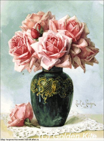 3194  Vase with Pink Roses