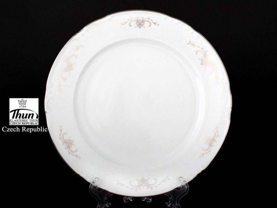 Набор тарелок 21 см "Констанция Серый орнамент Отводка платина", 6 шт.
