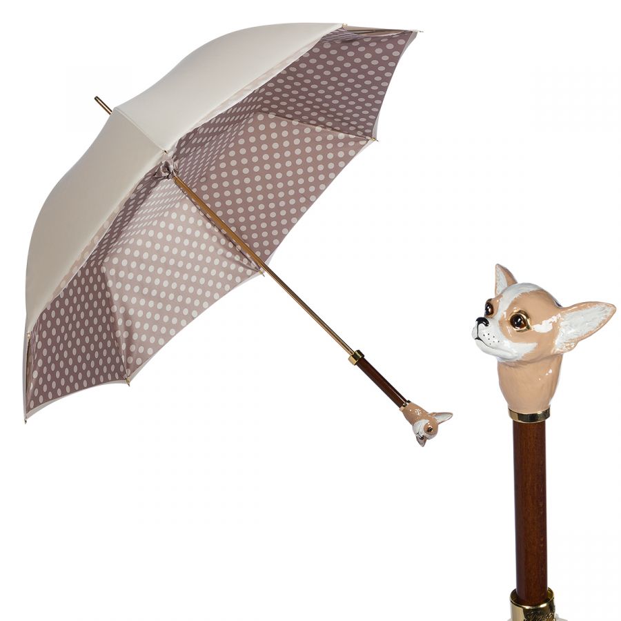 Зонт-трость Pasotti Ivory Chihuahua Pois Beige