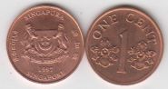 Сингапур 1 цент 1992-2002 XF-UNC