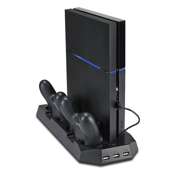 Вертикальная подставка + Зарядная станция для 2х джойстиков с охлаждением для Sony Playstation 4 PS4 SLIM MULTI-FUNCTIONAL CHARGING STAND WITH COOLING FAN DOBE TP4-891