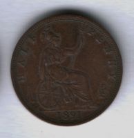 1/2 пенни 1891 года Великобритания XF-