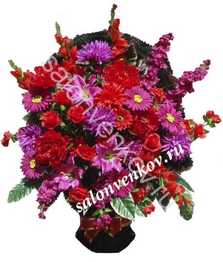 Ритуальная корзина из искусственных цветов N24, РАЗМЕР 60,80,90 см