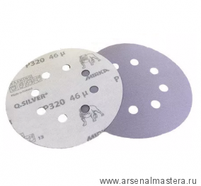 Шлифовальный круг на бумажной основе липучка Mirka Q.SILVER 125мм 8 отверстий P180 в комплекте 100 шт 3661609918