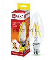 Лампа светодиодная LED-СВЕЧА-deco 9Вт 230В Е14 3000К 810Лм прозрачная IN HOME