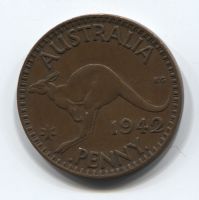 1 пенни 1942 года Австралия XF , I Бомбей