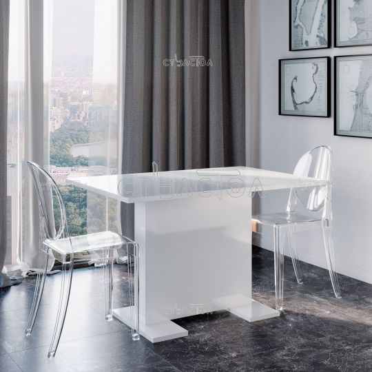 ICE раздвижной кухонный стол в цвете белый глянец Прагматика