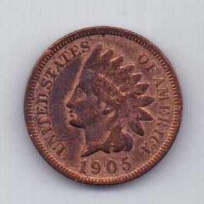1 цент 1905 год XF США