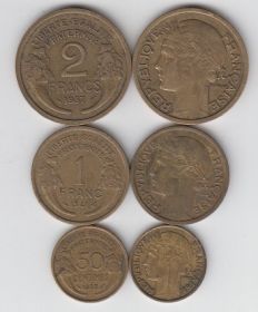 Франция Набор 3 монеты 1930-е