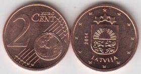 Латвия 2 евроцента 2014 UNC