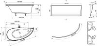 Угловая ассиметричная акриловая ванна Ravak Avocado 150x75 схема 2